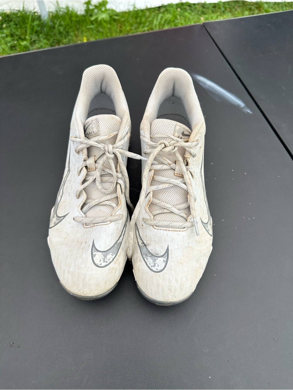 Nike Light Beige Athletic Sneakers with Gray Swoosh